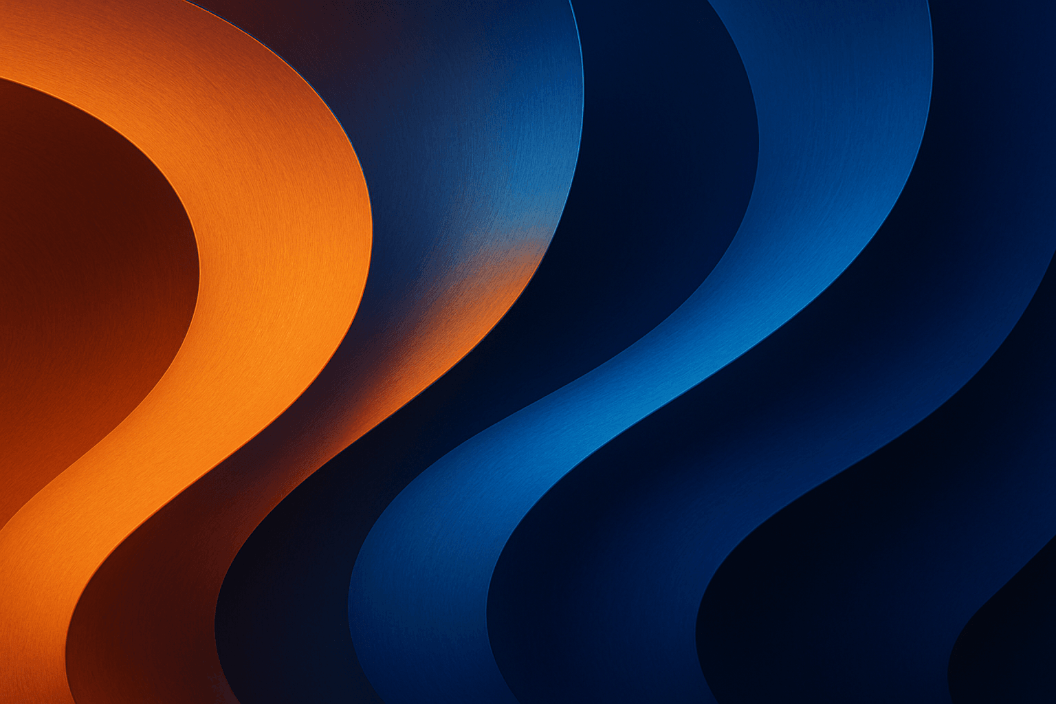 Curving abstract shapes with an orange and blue gradient