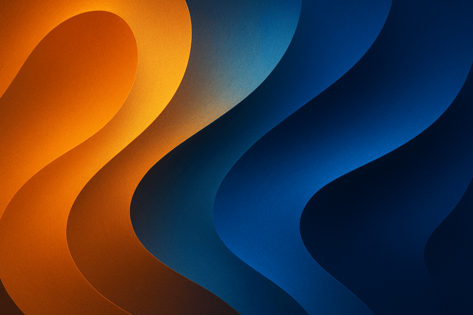 Curving abstract shapes with an orange and blue gradient